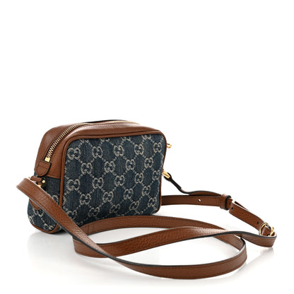 Gucci New Denim GG Monogram Dollar Calfskin Mini Ophidia Shoulder Bag Blue Tea Cuir Epilog 3 of 10