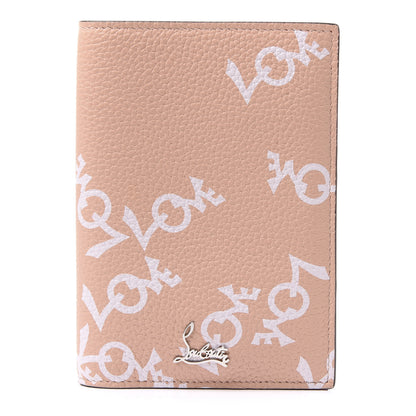 Christian Louboutin CHRSTIAN LOUBOUTIN Grained Calfskin Crazy Love Loubipass Passport Holder Latte 1 of 9