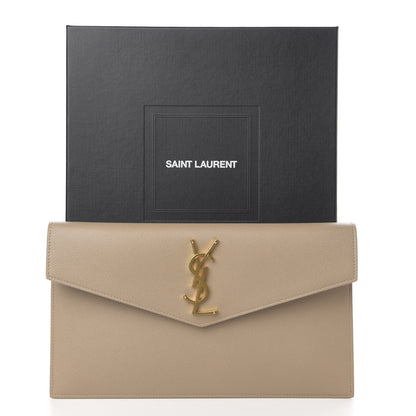 Saint Laurent Grain De Poudre Uptown Pouch Dark Latte 7 of 7