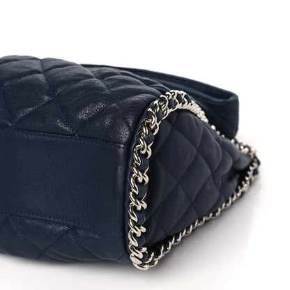 Chanel Washed Lambskin Chain Around Hobo Navy Blue 10 of 12