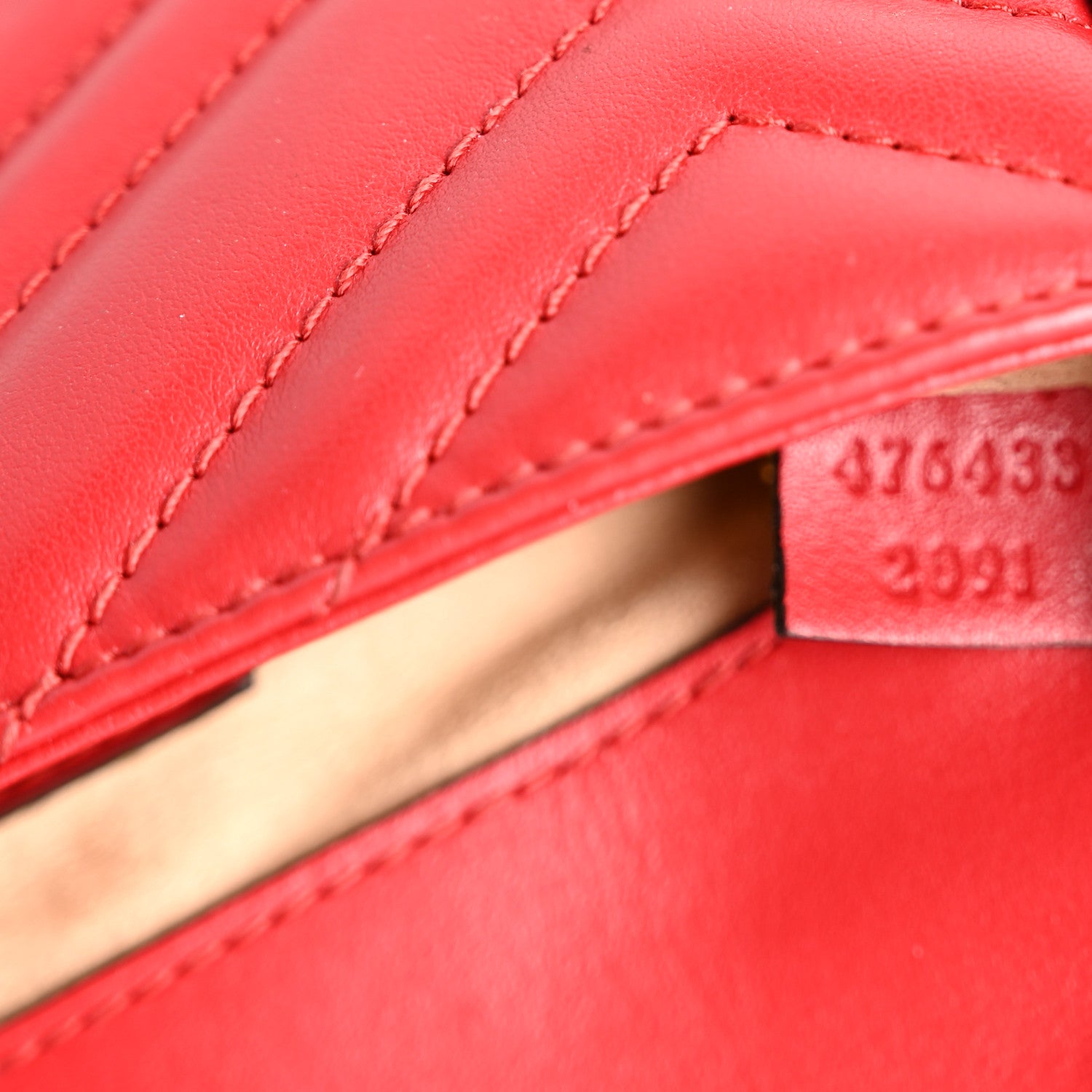 Gucci Calfskin Matelasse Super Mini GG Marmont Shoulder Bag Hibiscus Red 7 of 11