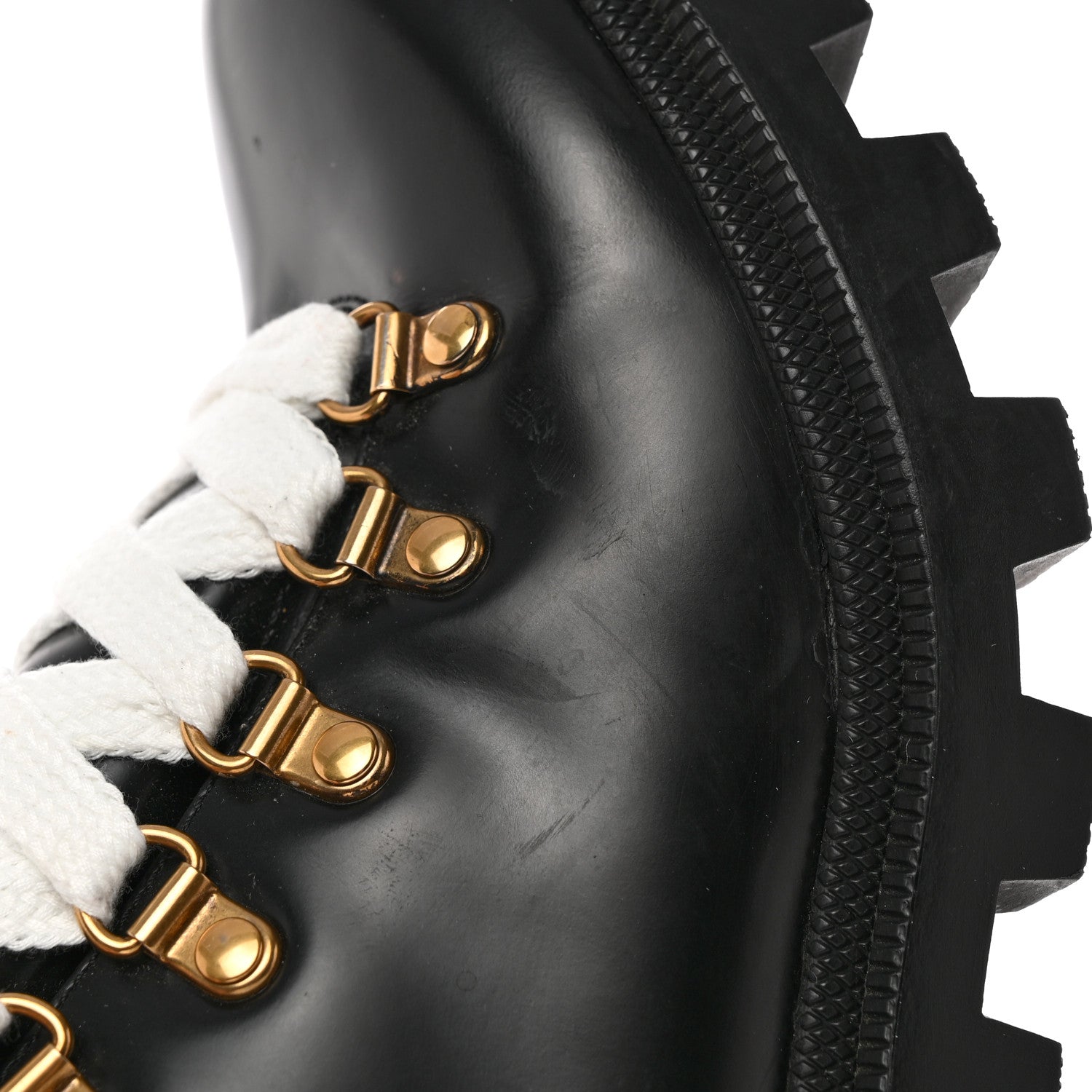 Gucci Calfskin Sylvie Web Womens Lace Up Combat Boots 38 Black 19 of 19