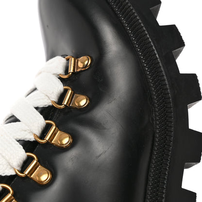 Gucci Calfskin Sylvie Web Womens Lace Up Combat Boots 38 Black 19 of 19