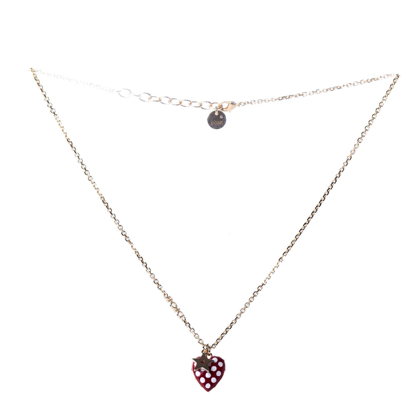 Metal Dioramour Necklace Gold Red
