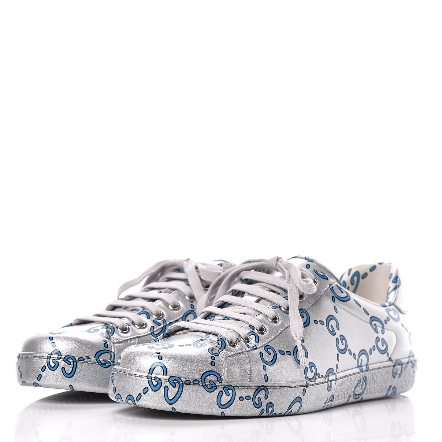 Miro Rubber Wax GucciGhost Print Mens New Ace Sneakers 9 Silver