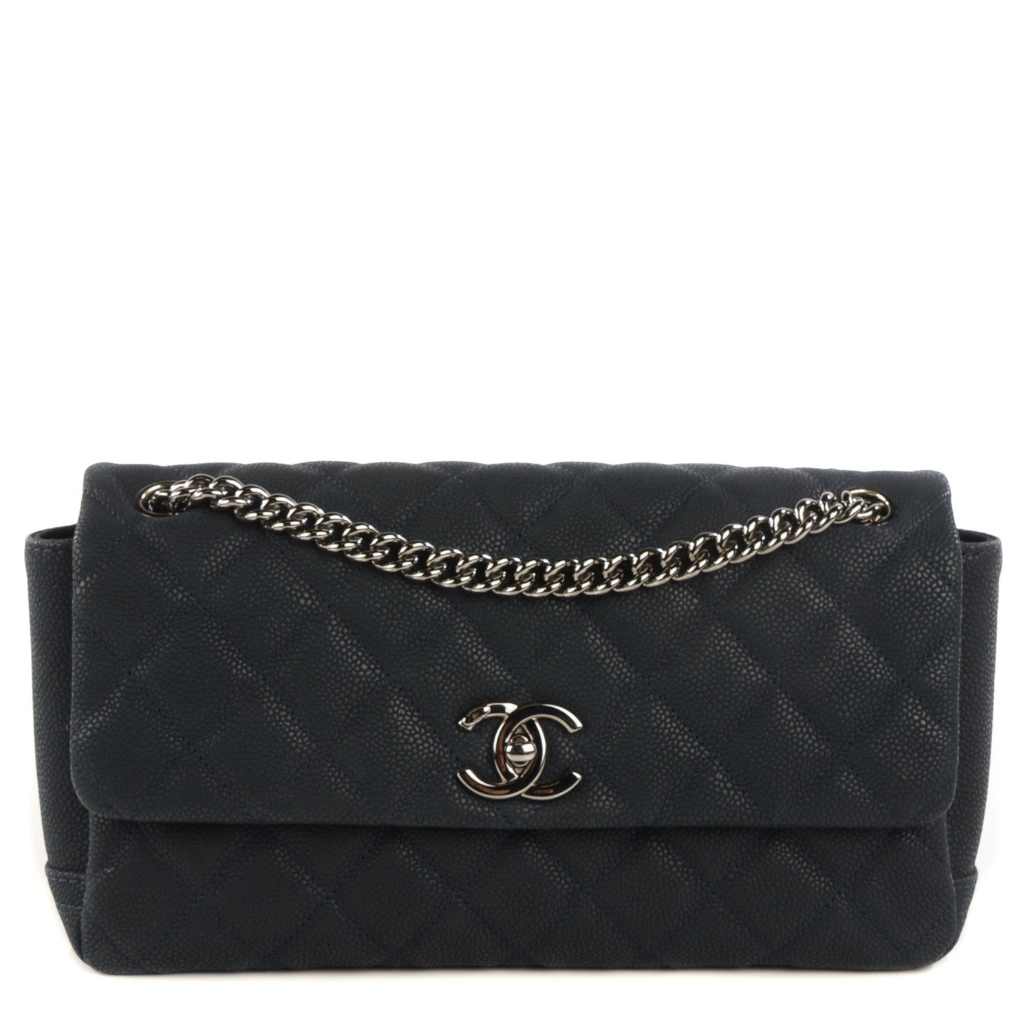 Chanel Iridescent Caviar Quilted Medium Lady Pearly Flap Navy Blue 1 of 8