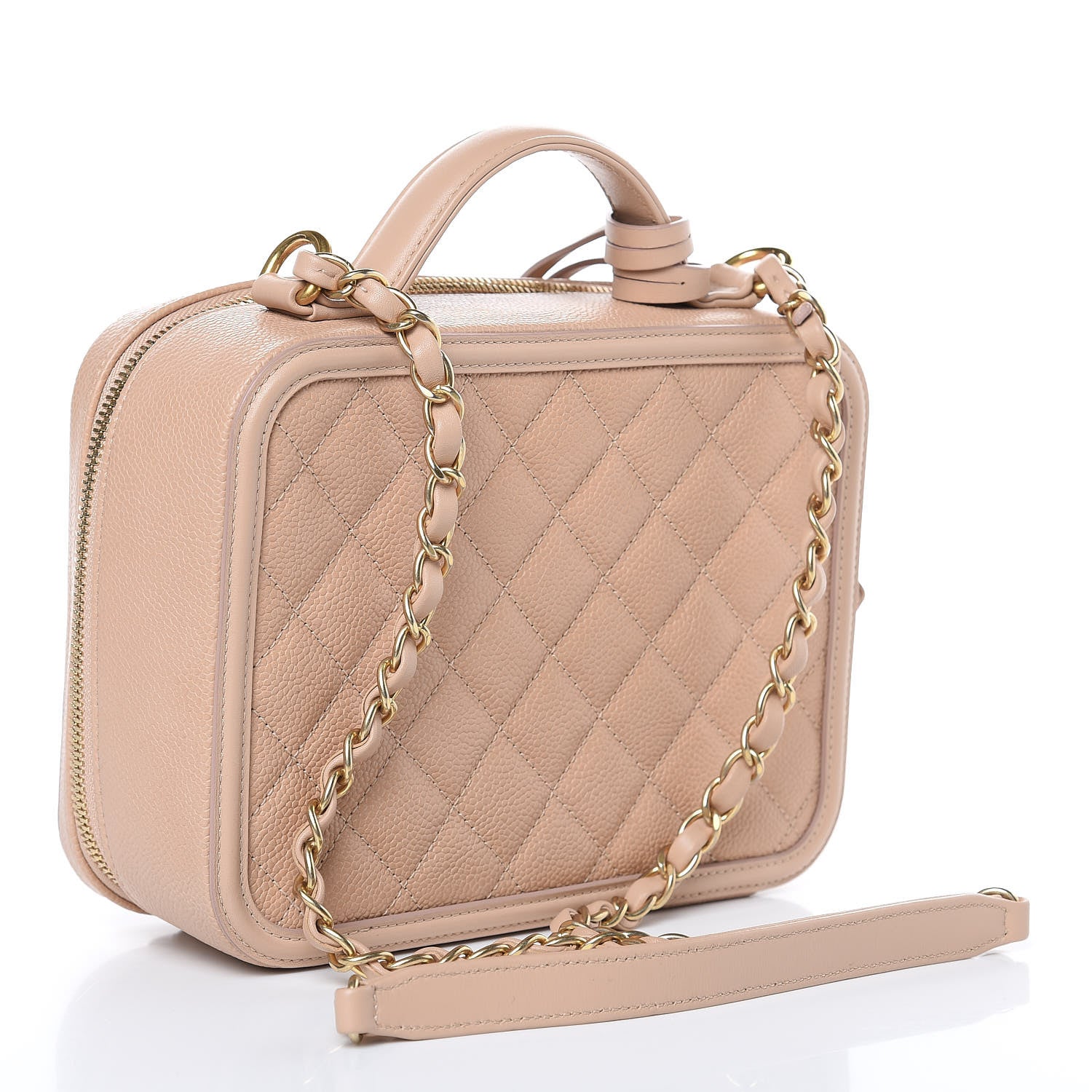Chanel Caviar Quilted Medium CC Filigree Vanity Case Beige 3 of 9