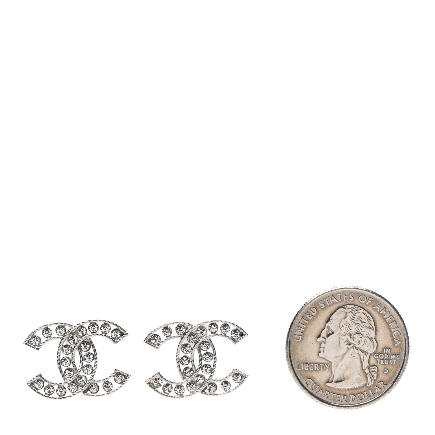 Chanel Crystal CC Earrings Silver 2 of 4