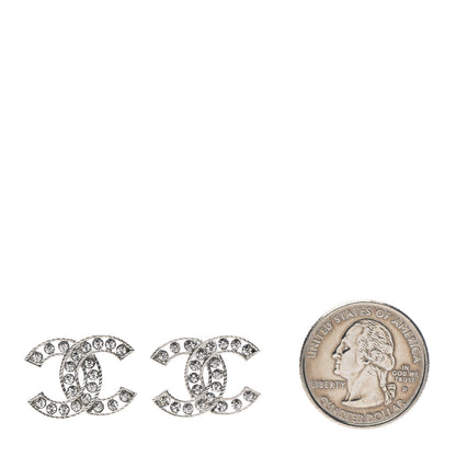 Chanel Crystal CC Earrings Silver 2 of 4
