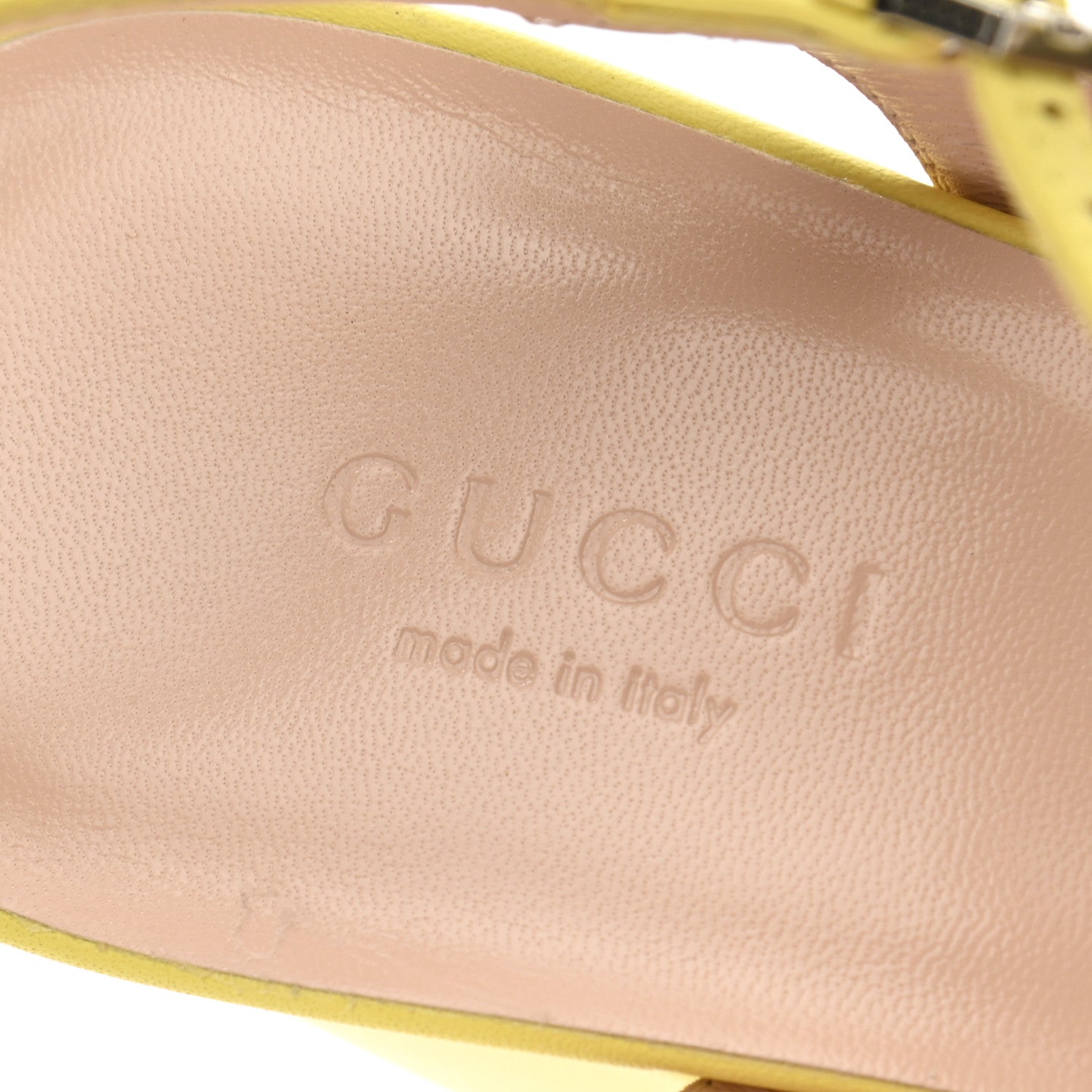 Gucci Lifford Calfskin GG Marmont Ankle Wrap 75mm Sandals 38.5 Banana 7 of 9
