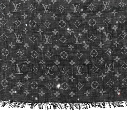 Louis Vuitton Silk Cashmere Monogram Galaxy Shawl Black Multicolor 2 of 3