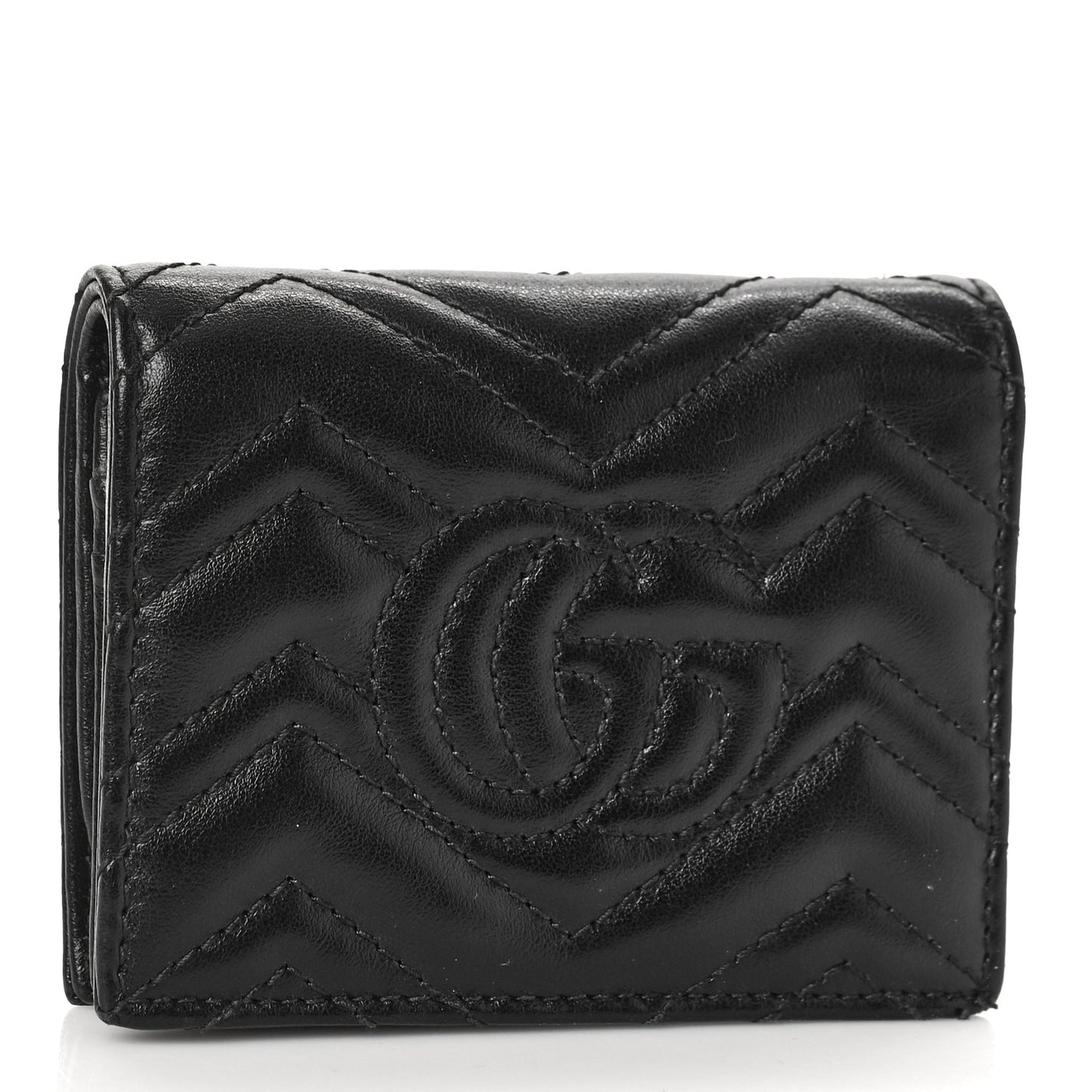 Calfskin Matelasse GG Marmont Card Case Wallet Black