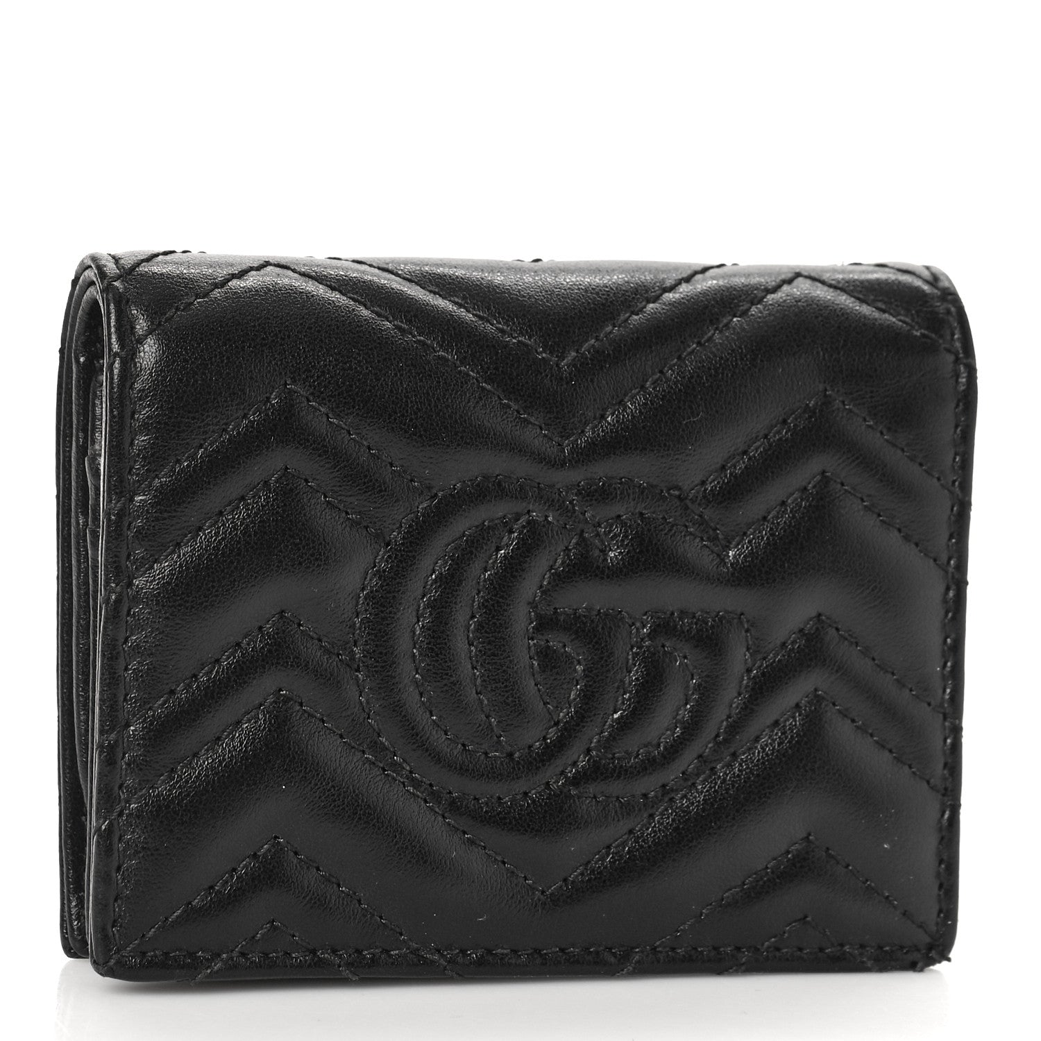 Gucci Calfskin Matelasse GG Marmont Card Case Wallet Black 3 of 9