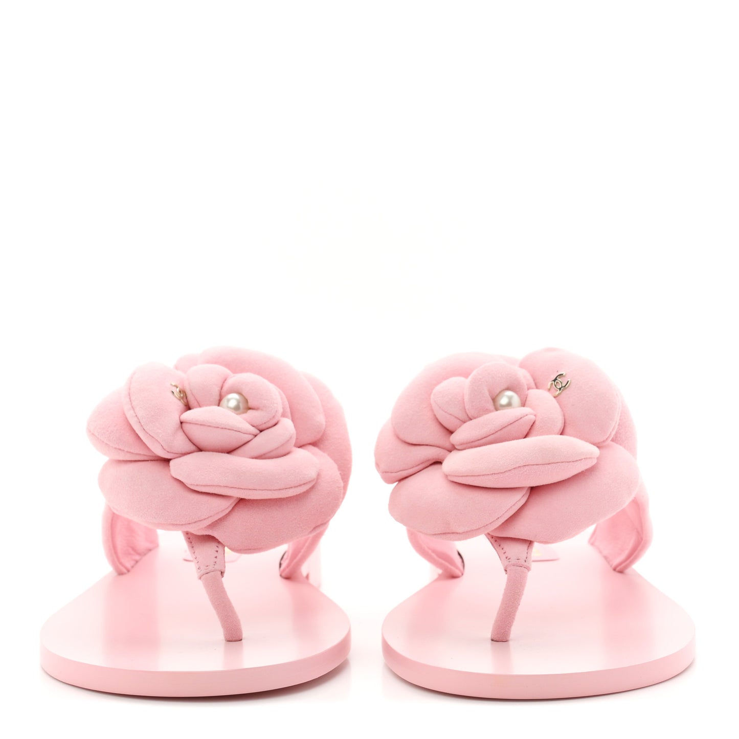 Suede Pearl Camellia Thong Sandals 37 Light Pink