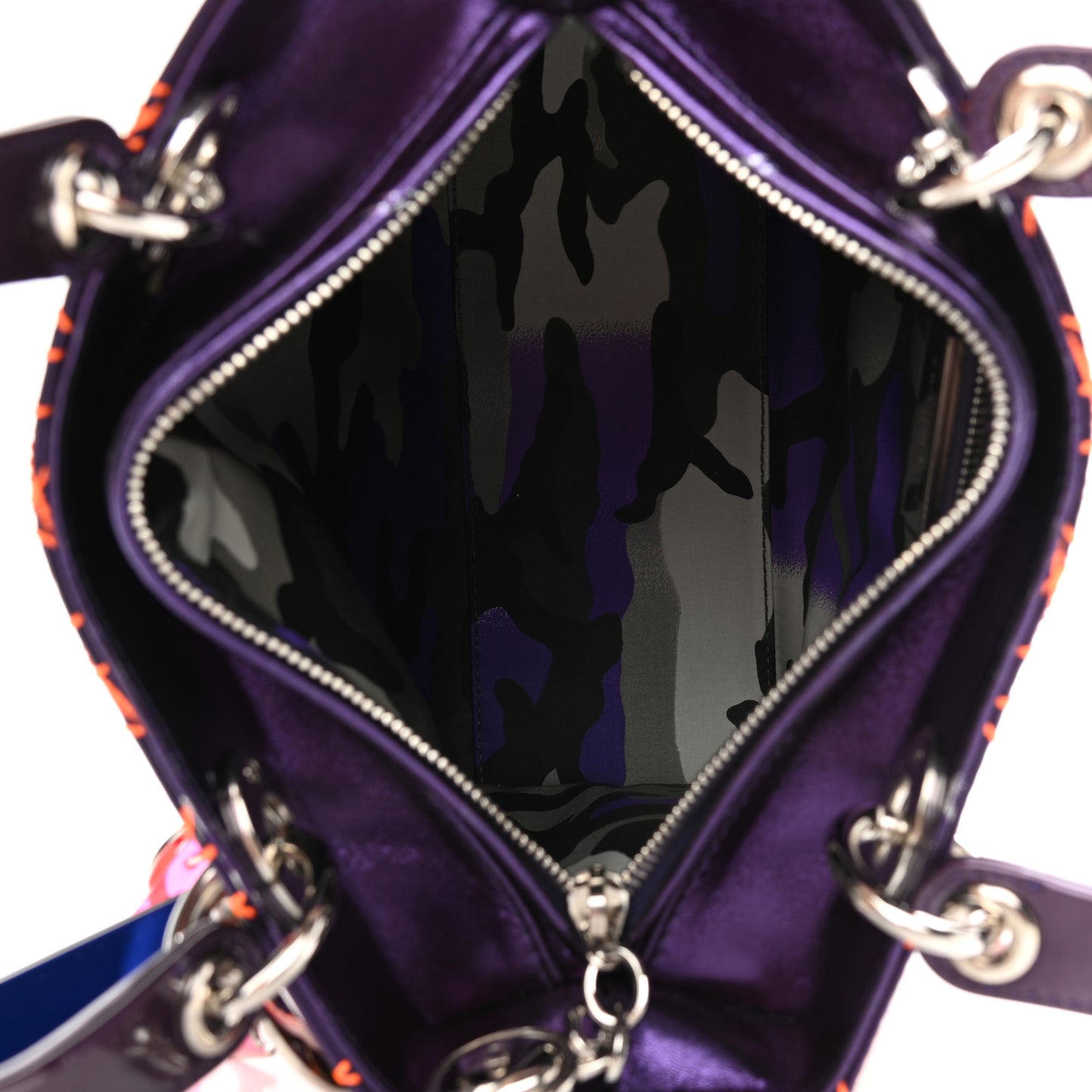 Metallic Lambskin Cannage Medium Anselm Reyle Lady Dior Purple Orange