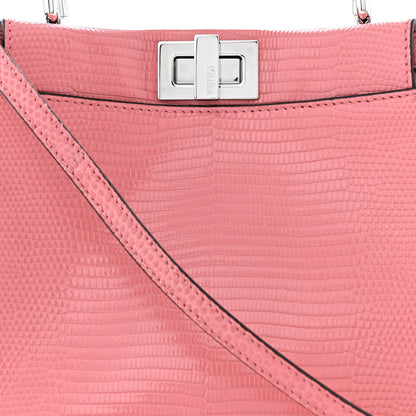 Fendi Lizard Nappa Mini Plexi Handle Peekaboo Iconic Satchel Pink Black 8 of 10