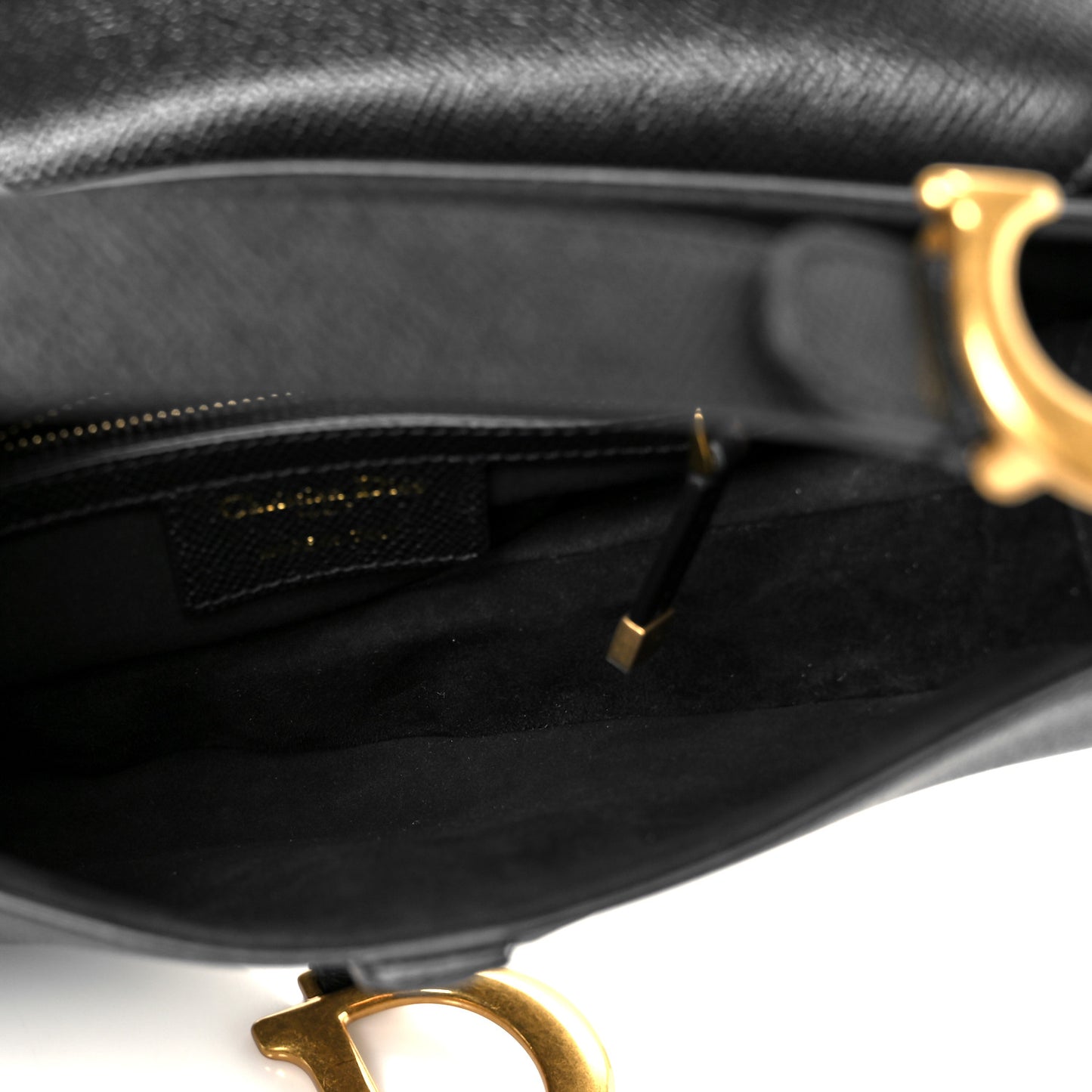 Grained Calfskin Saddle Bag Black