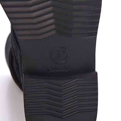 Chanel Suede Calfskin Quilted Combat Short Boots 37 Black 6 of 8