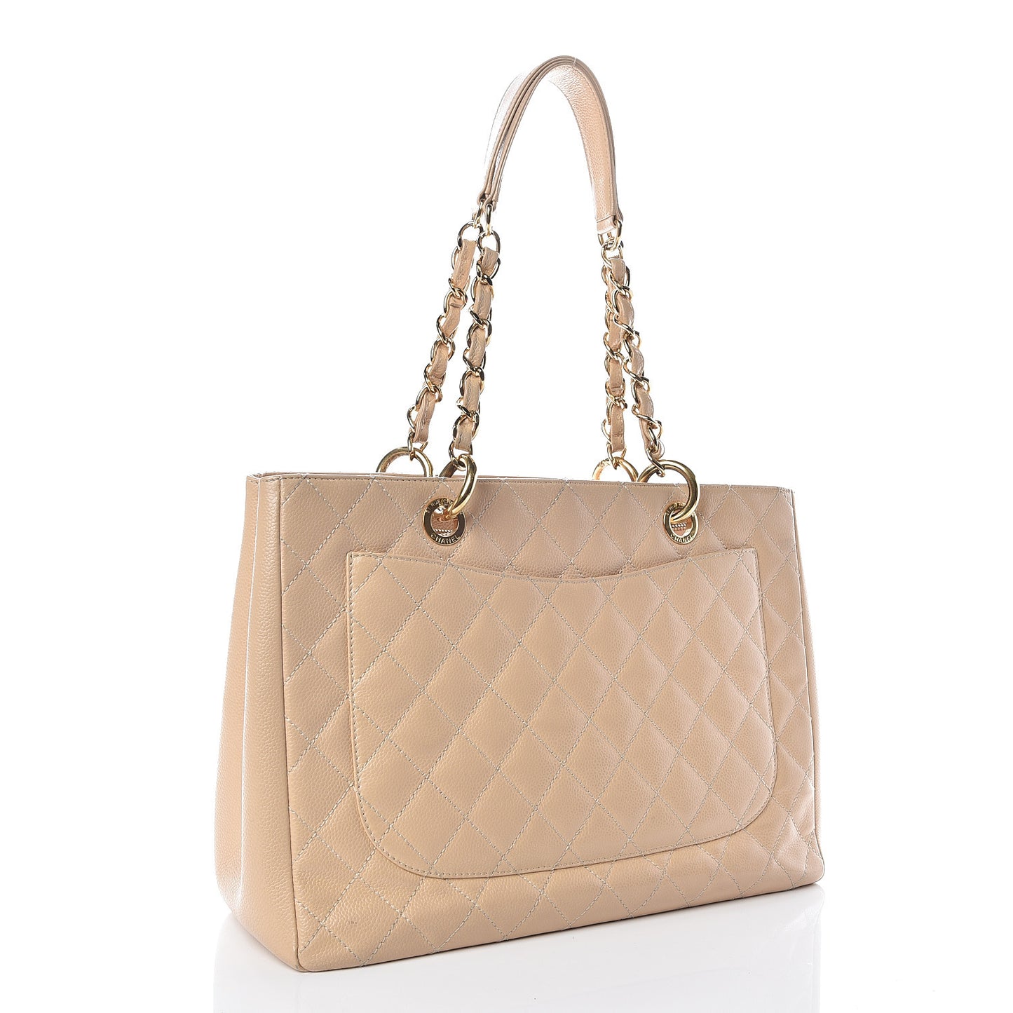 Caviar Quilted Grand Shopping Tote GST Beige Clair