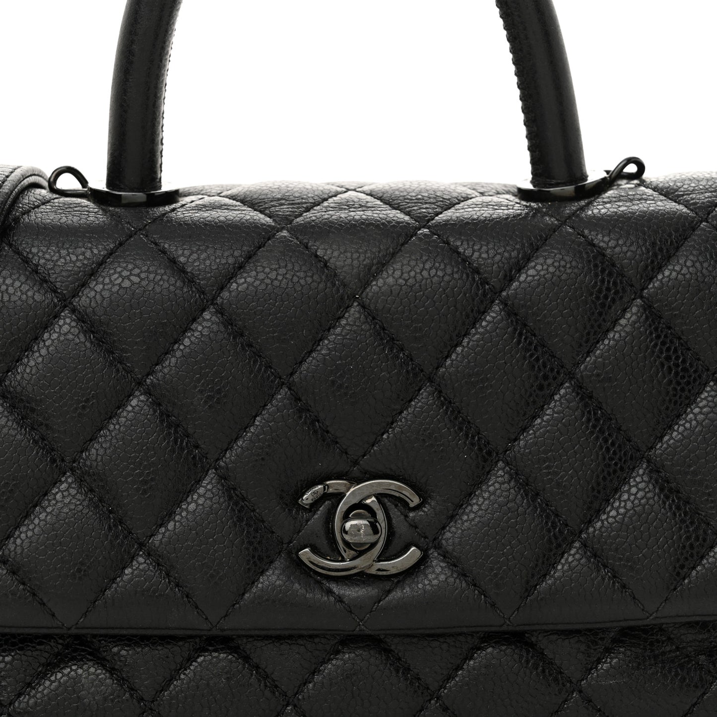 Caviar Quilted Mini Coco Handle Flap So Black