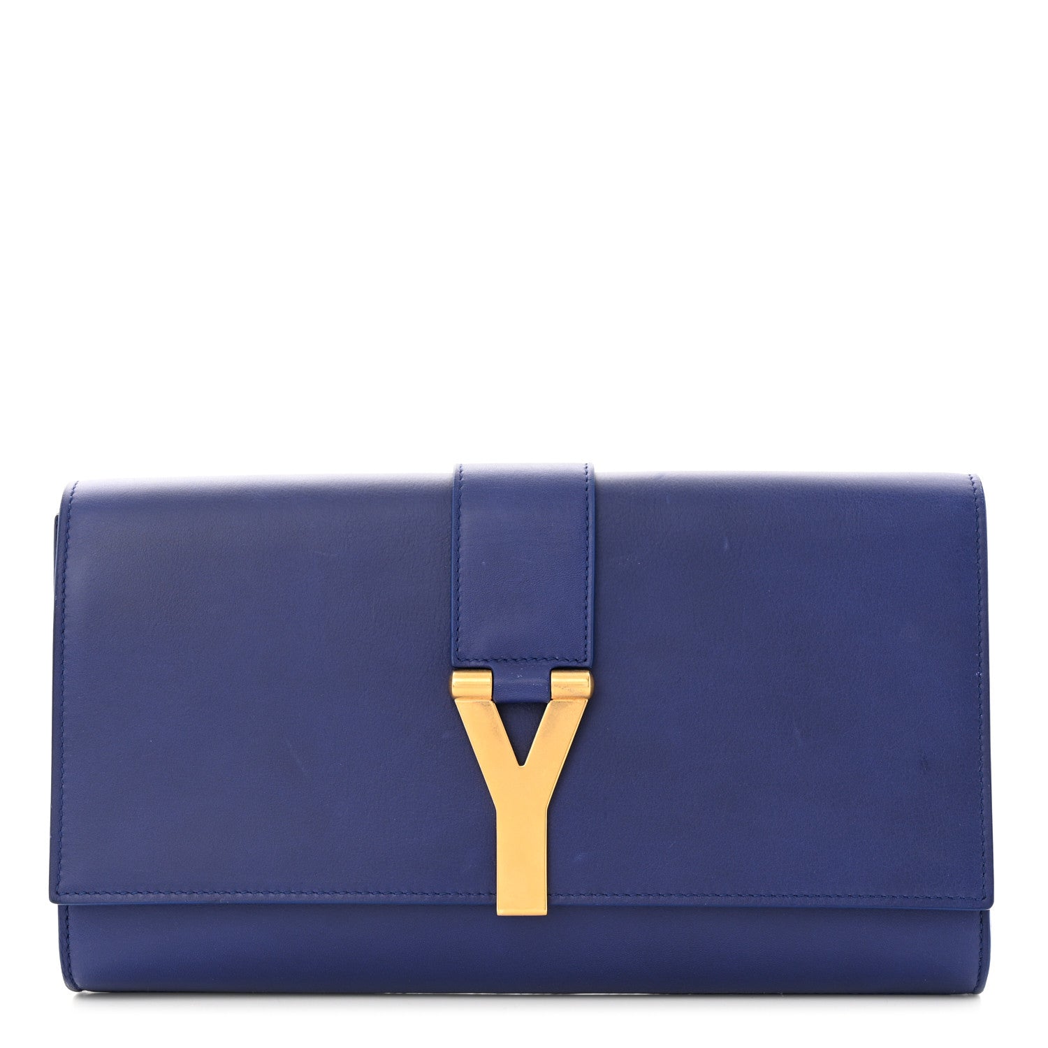 Saint Laurent Calfskin Classic Y Ligne Clutch Royal Blue 1 of 11
