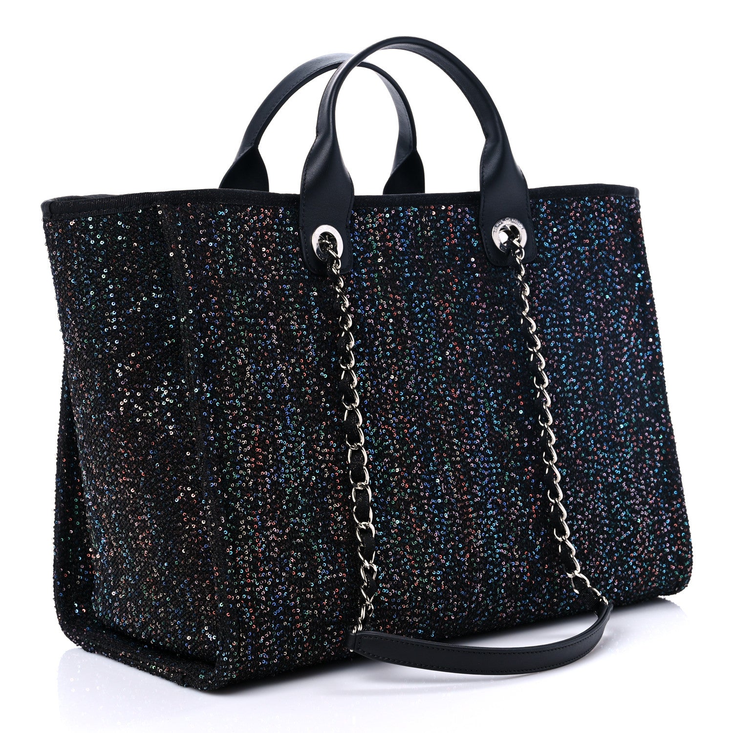 Chanel Viscose Sequins Medium Deauville Tote Black 3 of 9