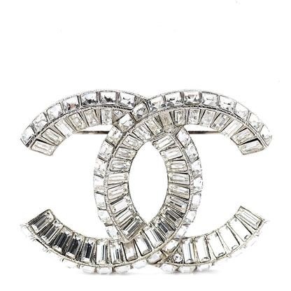 Chanel Baguette Crystal CC Brooch Silver 1 of 9