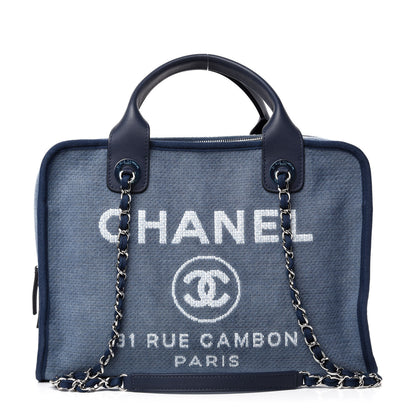 Chanel Denim Deauville Bowling Bag Blue 1 of 11
