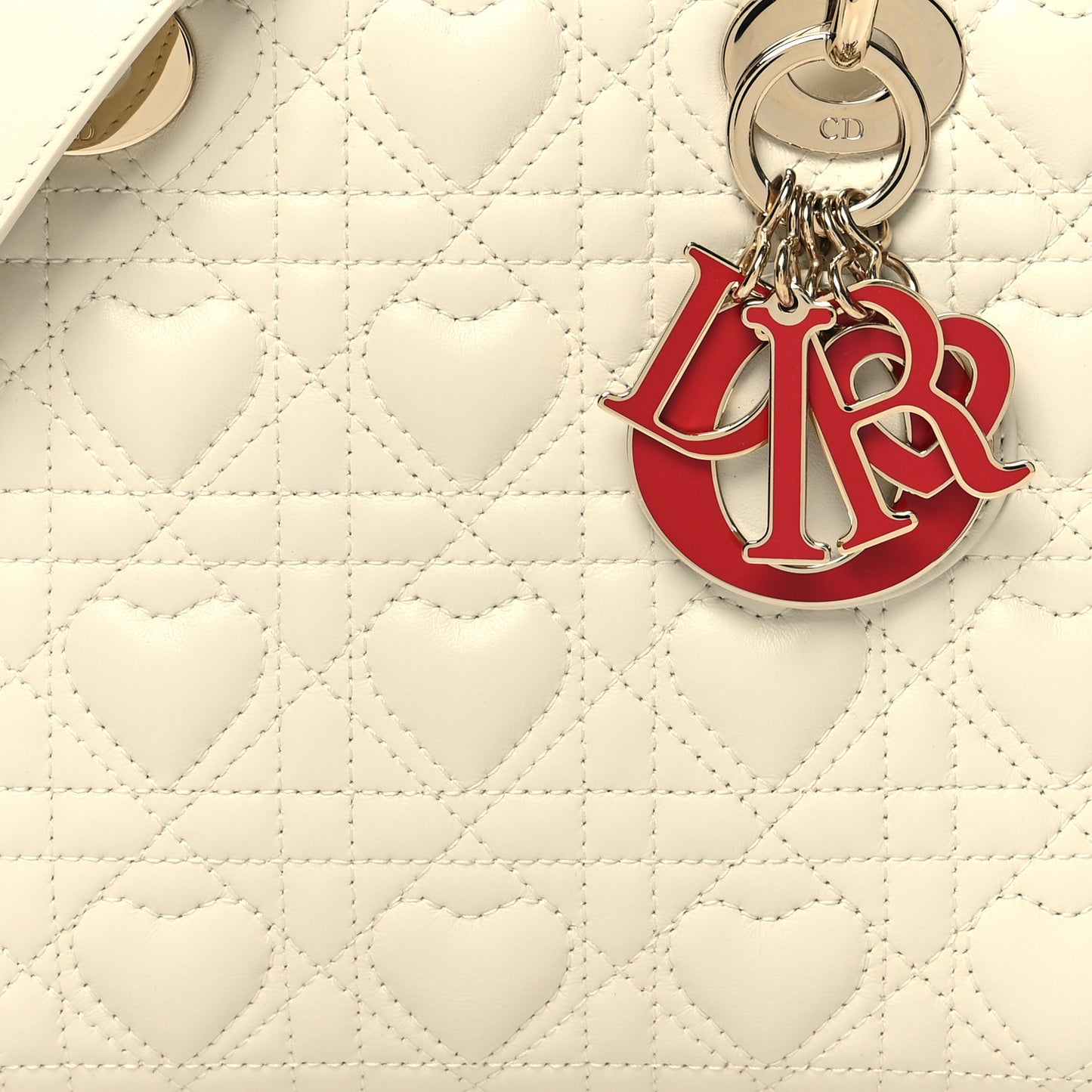 Lambskin Cannage Dioramour Heart Small Lady Dior White Red