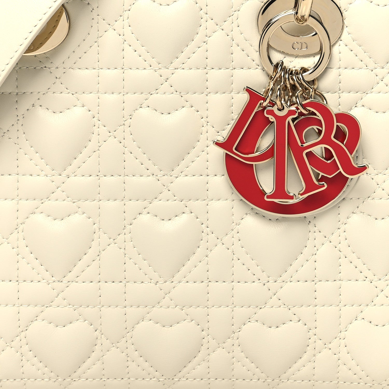Christian Dior Lambskin Cannage Dioramour Heart Small Lady Dior White Red 8 of 10