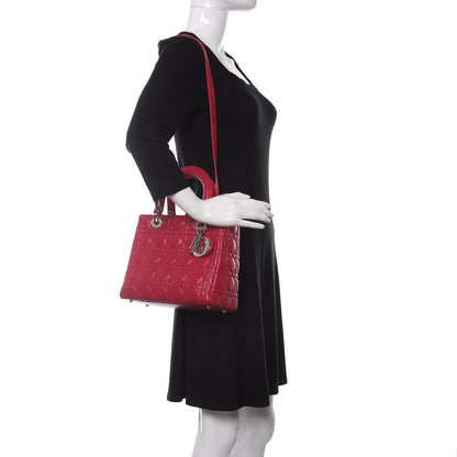 Christian Dior Lambskin Cannage Medium Lady Dior Fuchsia 2 of 10