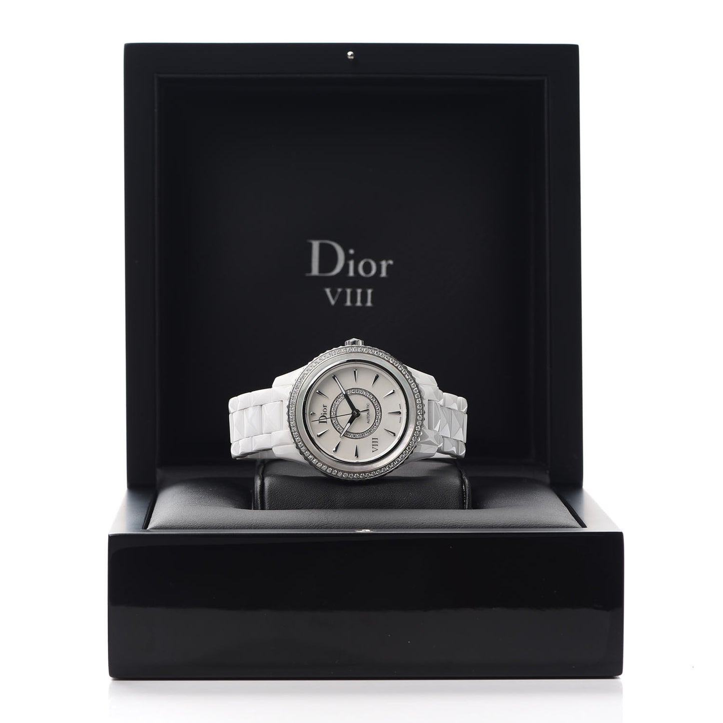 Stainless Steel Ceramic Diamond Bezel Mother of Pearl 38mm Dior VIII Automatic Watch White