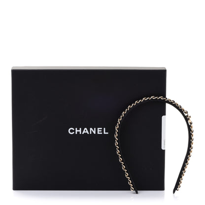 Chanel Metal Lambskin CC Turnlock Chain Headband Gold Black 6 of 6