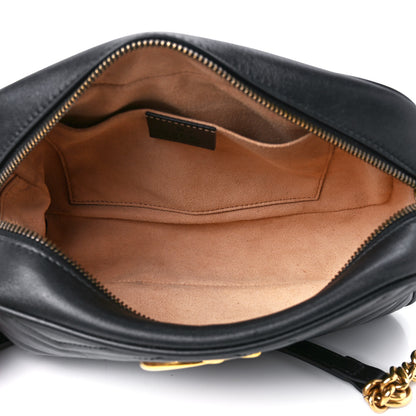 Gucci Calfskin Matelasse Small GG Marmont Chain Shoulder Bag Black 5 of 13
