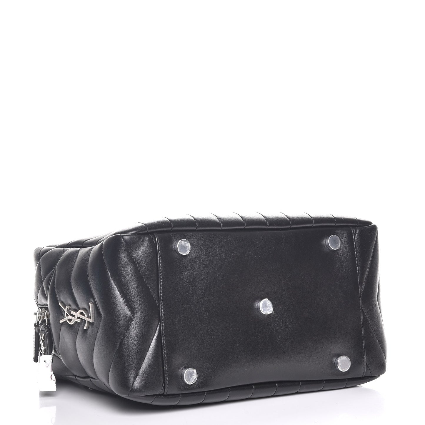 Calfskin Y Quilted Monogram Medium Loulou Bowling Bag Black