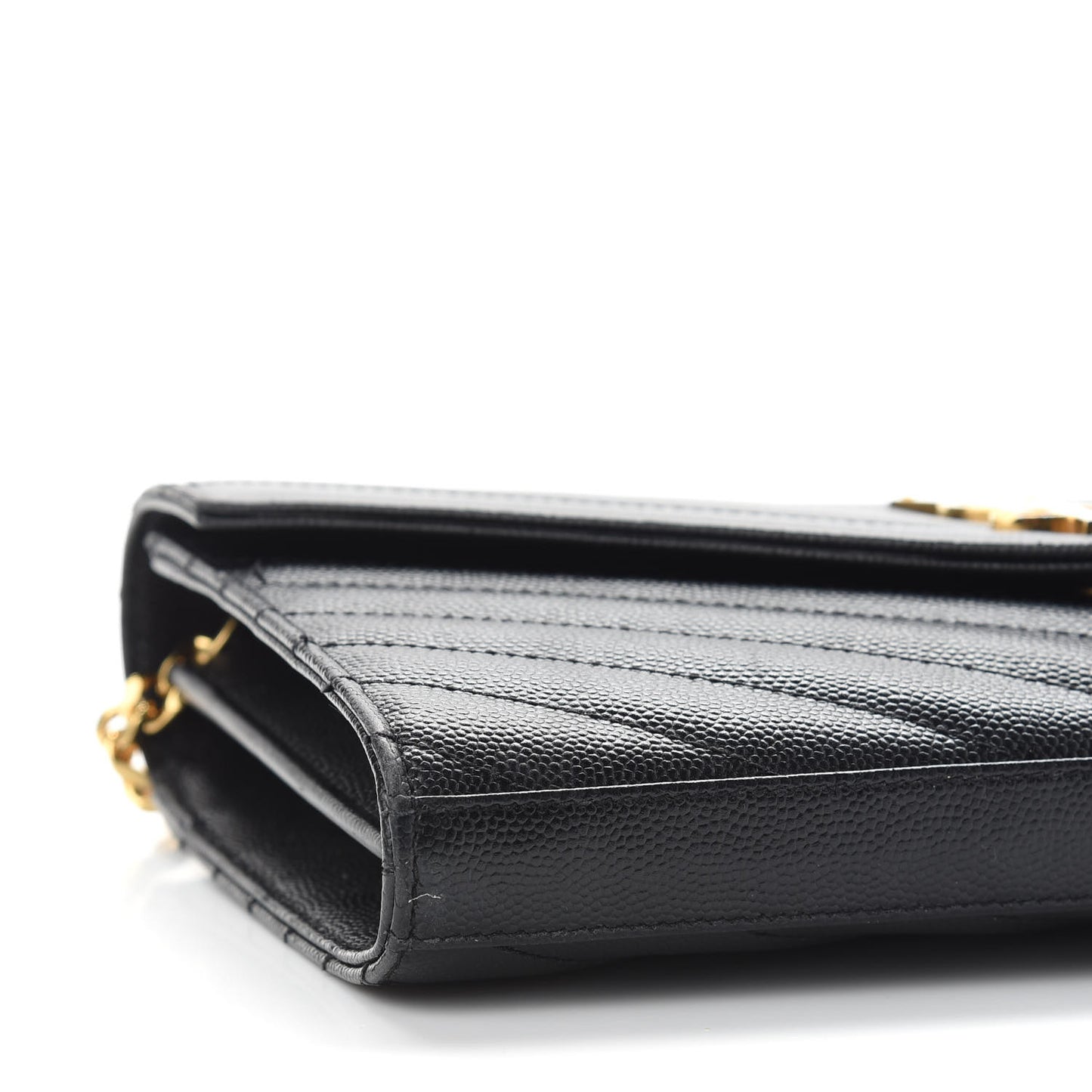 Grain De Poudre Matelasse Chevron Monogram Chain Wallet Black