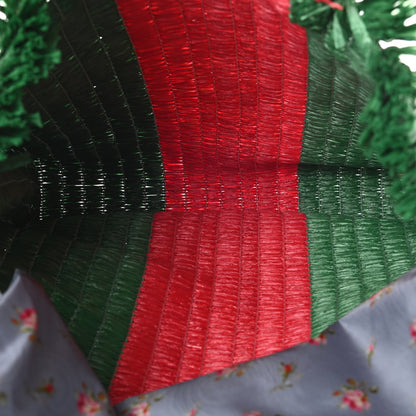 Gucci Raffia Linen Web Cestino Tote Bag Red Green 6 of 11