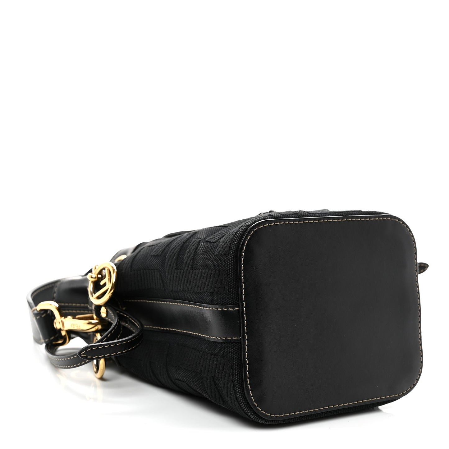 Canvas Vitello King F is Fendi FF Embroidered Mini Mon Tresor Bucket Bag Black