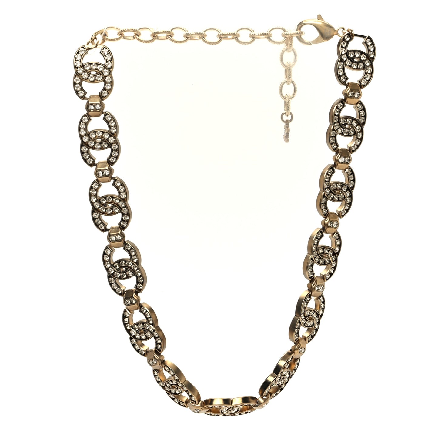Crystal CC Link Chain Choker  Gold