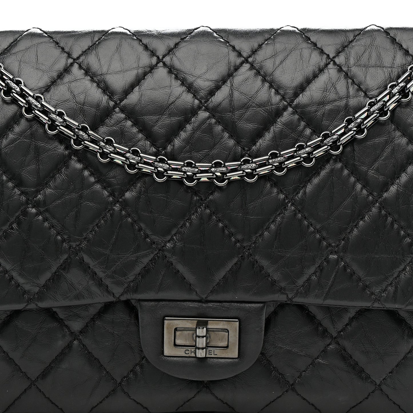 Aged Calfskin Quilted 2.55 Reissue 226 Flap So Black