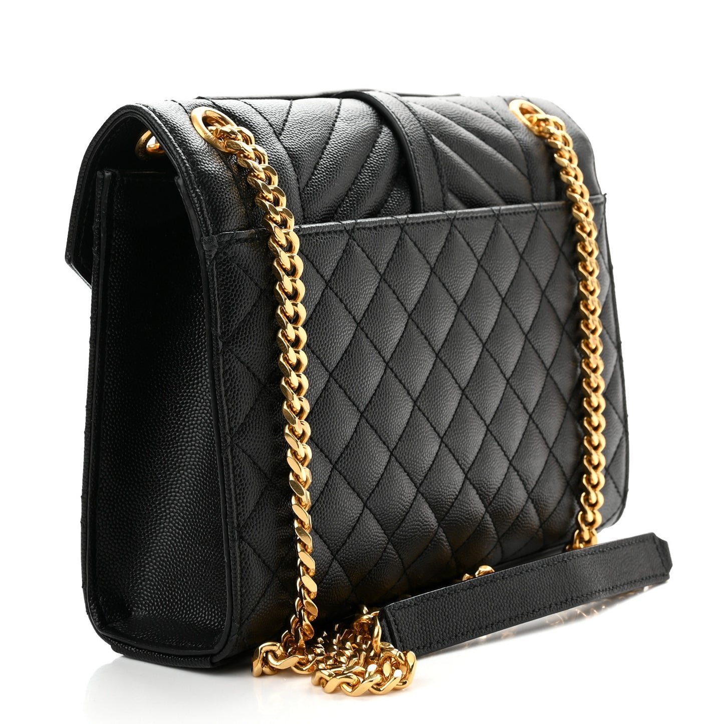 Grain De Poudre Textured Mixed Matelasse Triquilt Medium Monogram Satchel Black
