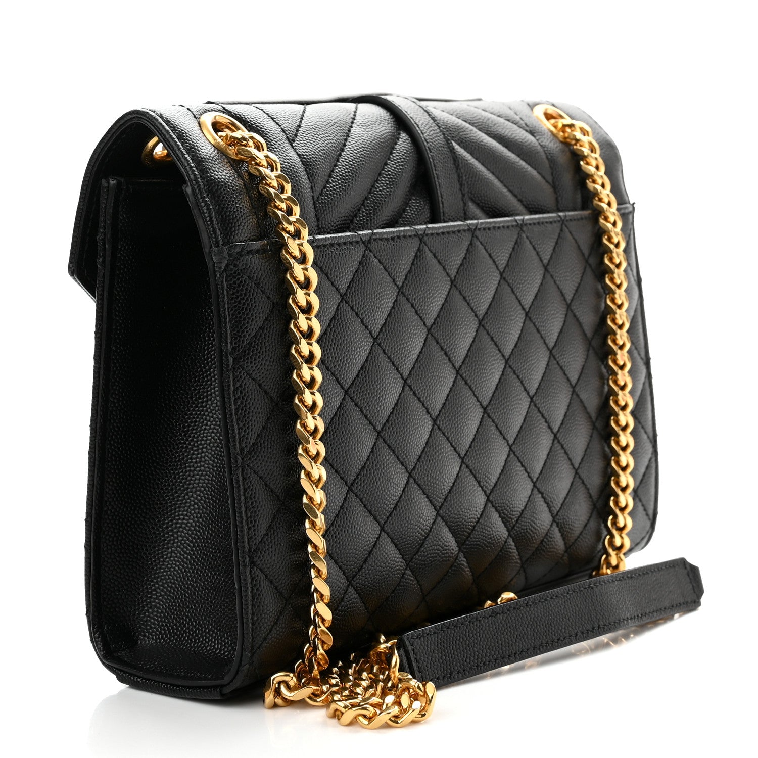 Saint Laurent Grain De Poudre Textured Mixed Matelasse Triquilt Medium Monogram Satchel Black 3 of 10