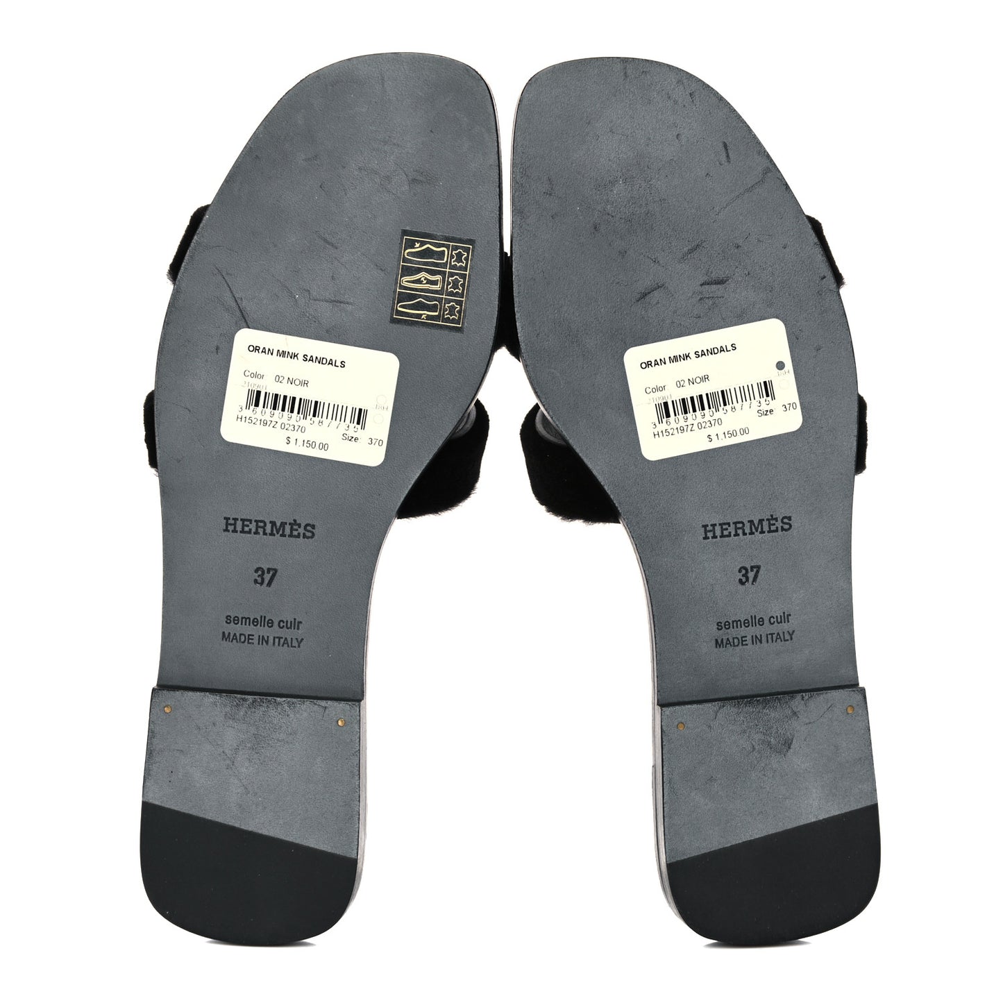 Mink Fur Oran Sandals 37 Black