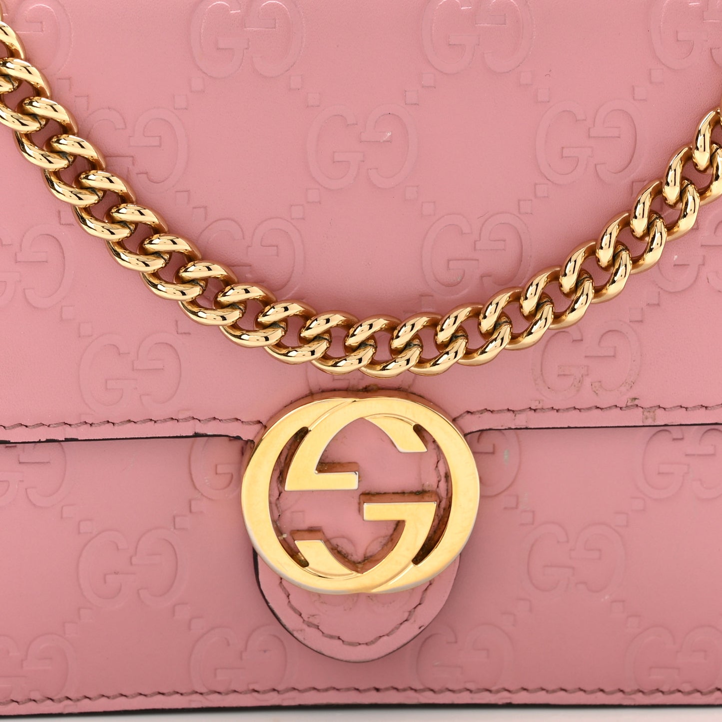 Guccissima Icon Chain Wallet Carmine Rose