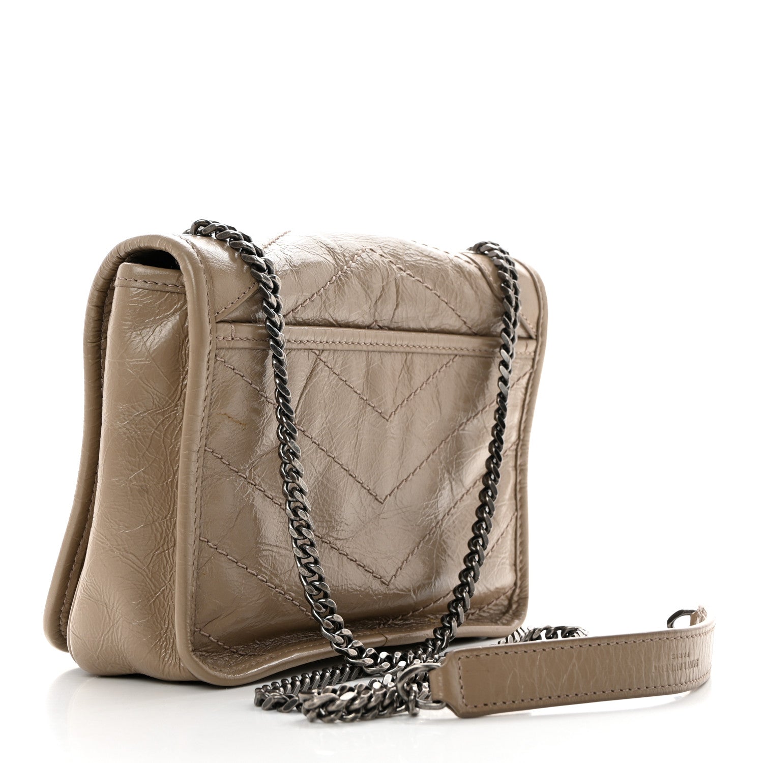 Saint Laurent Crinkled Calfskin Matelasse Monogram Niki Chain Wallet Dusty Grey 2 of 10