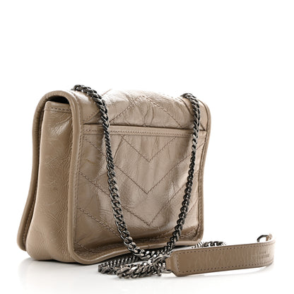 Saint Laurent Crinkled Calfskin Matelasse Monogram Niki Chain Wallet Dusty Grey 2 of 10