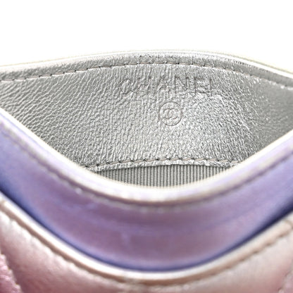 Chanel Gradient Metallic Calfskin Quilted Card Holder Silver Blue Yellow Purple 6 of 10