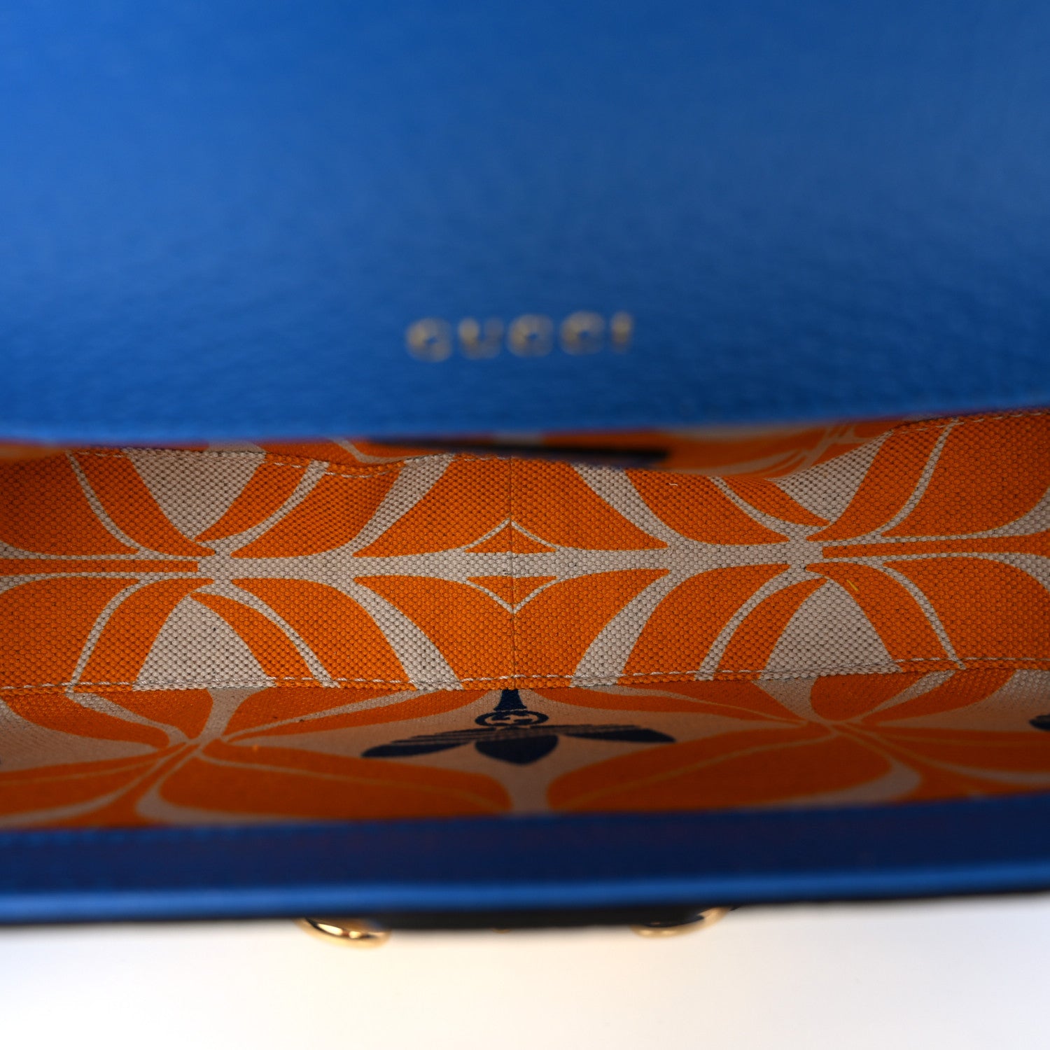 Gucci X ADIDAS Textured Dollar Calfskin Web Small Trefoil Horsebit 1955 Shoulder Bag Blue Off White 5 of 9