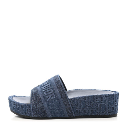 Christian Dior Denim Oblique Slide Sandals 40 Denim 1 of 4