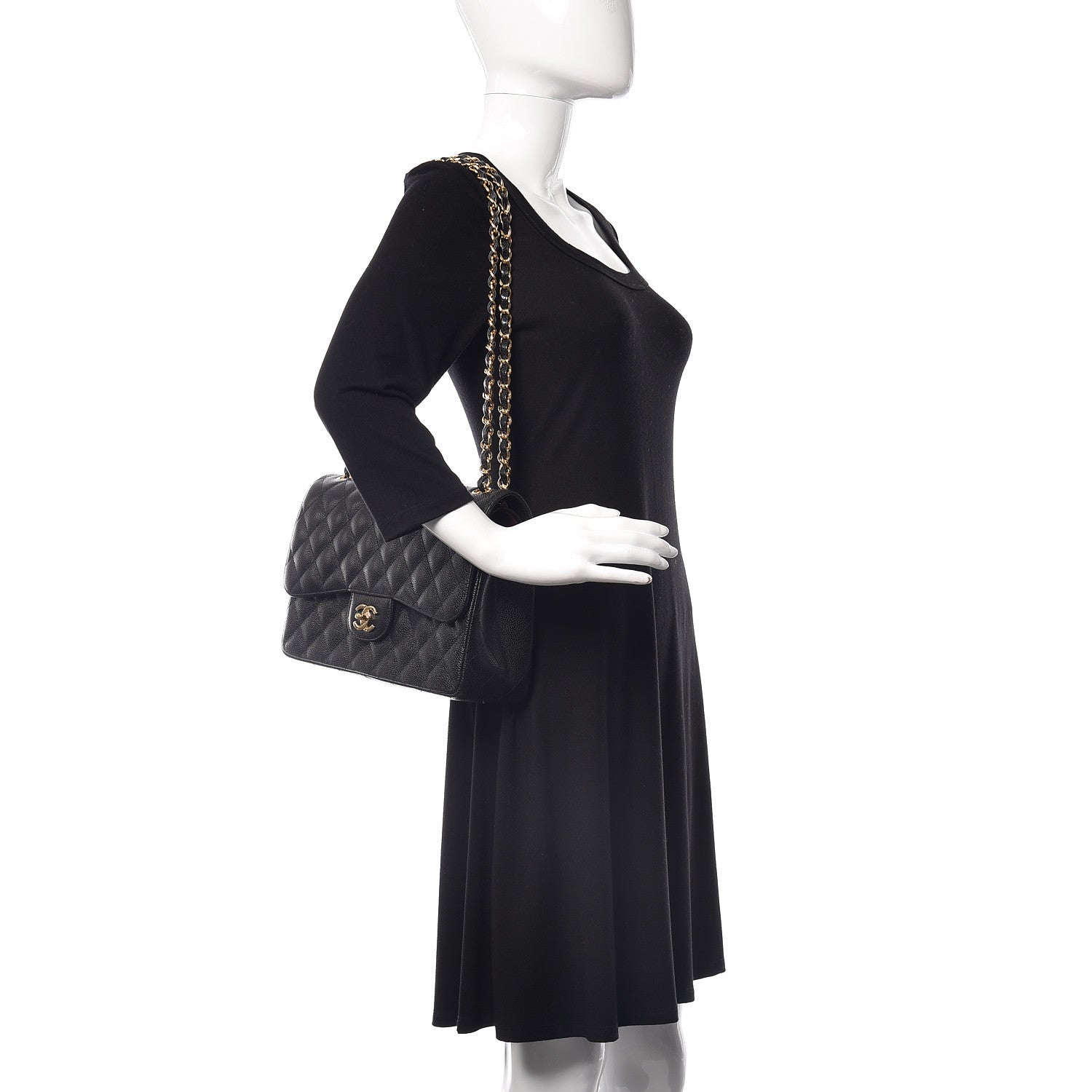 Chanel Caviar Quilted Jumbo Double Flap Black 2 of 11